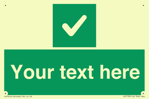Custom green background, green square with tick sign